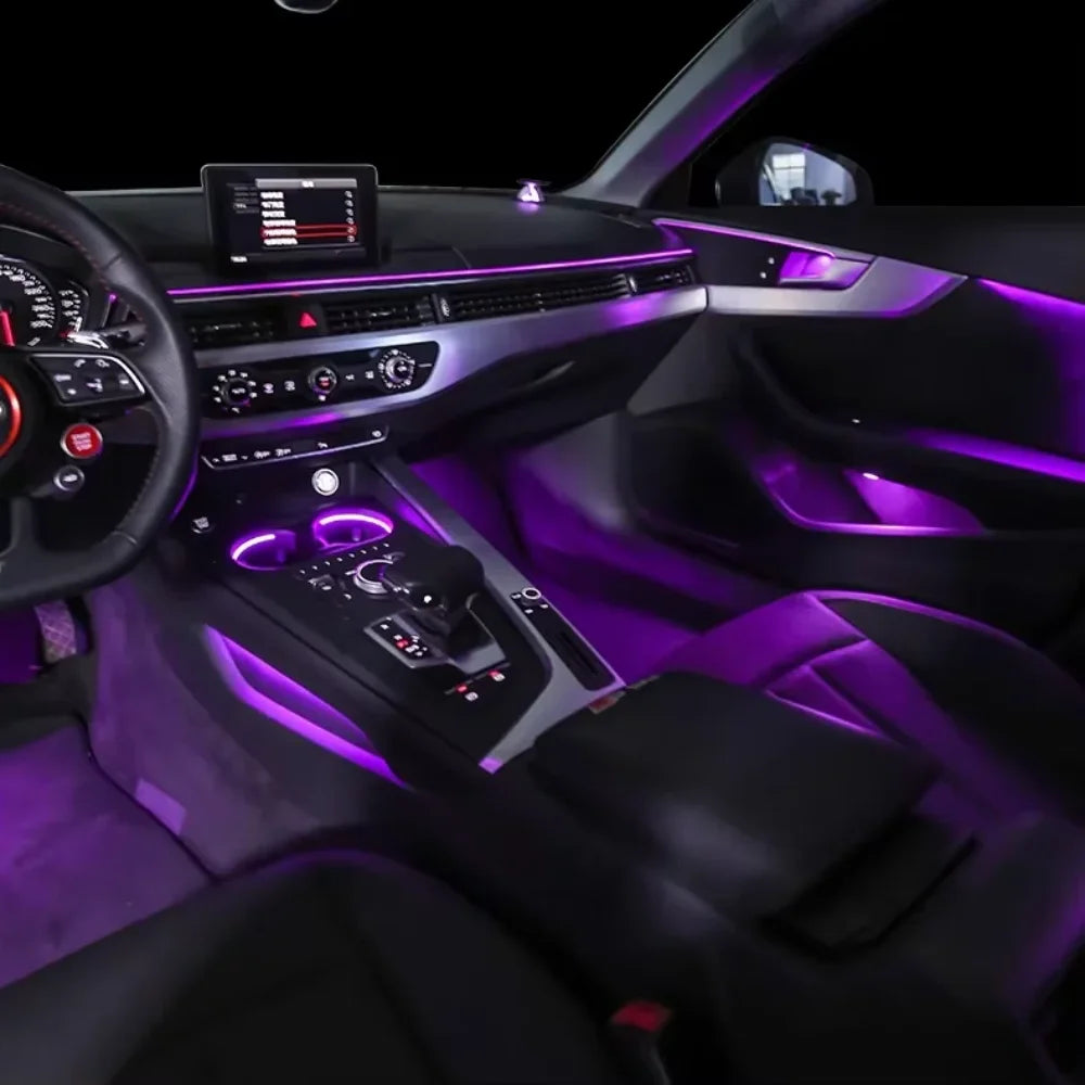 64 Colors LED Car Inside Ambient Lighting for 2017-2024 Audi A5 S5 B9 Dynamic Symphony Auto LED Light for Decoration Upgrade