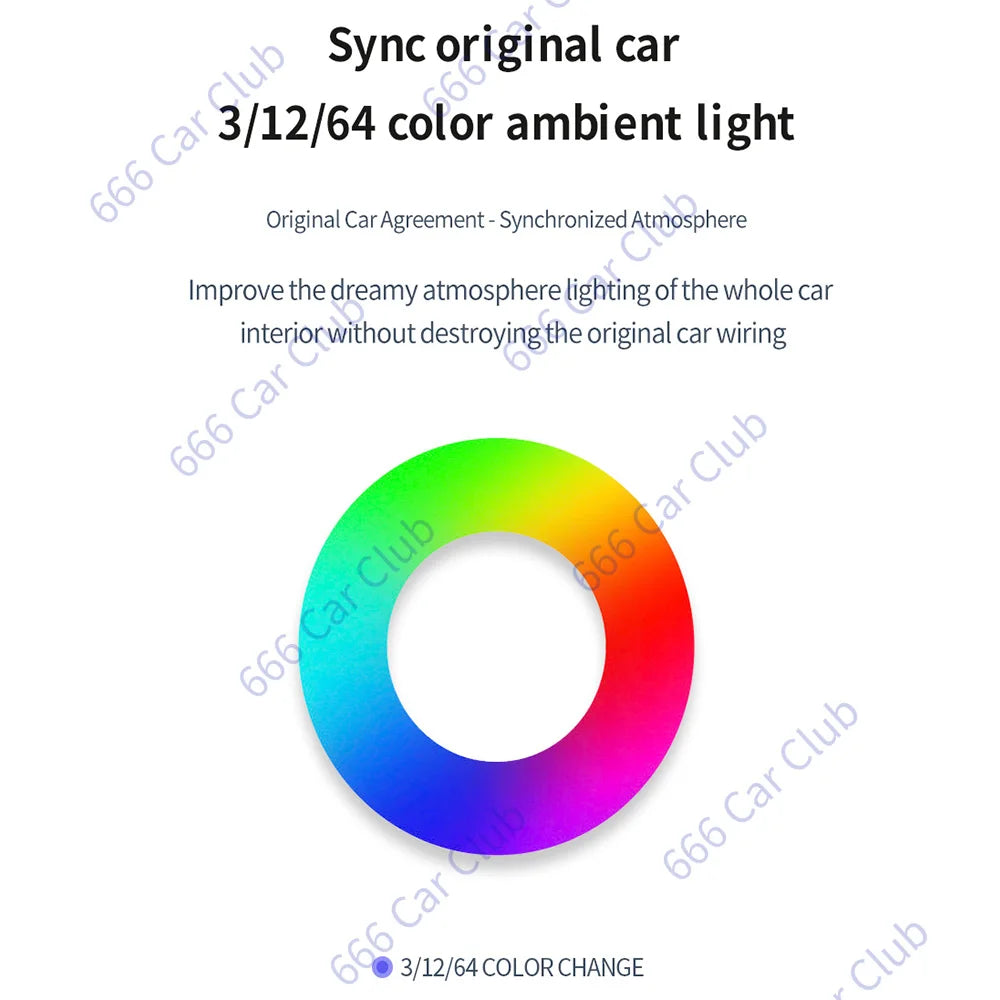 64-Colour 4D Rotary Treble For Mercedes Benz W205 W213 W222 W206 W223 X253 W177 GLB C E S C-Class Car LED Tweeter Speaker Horn