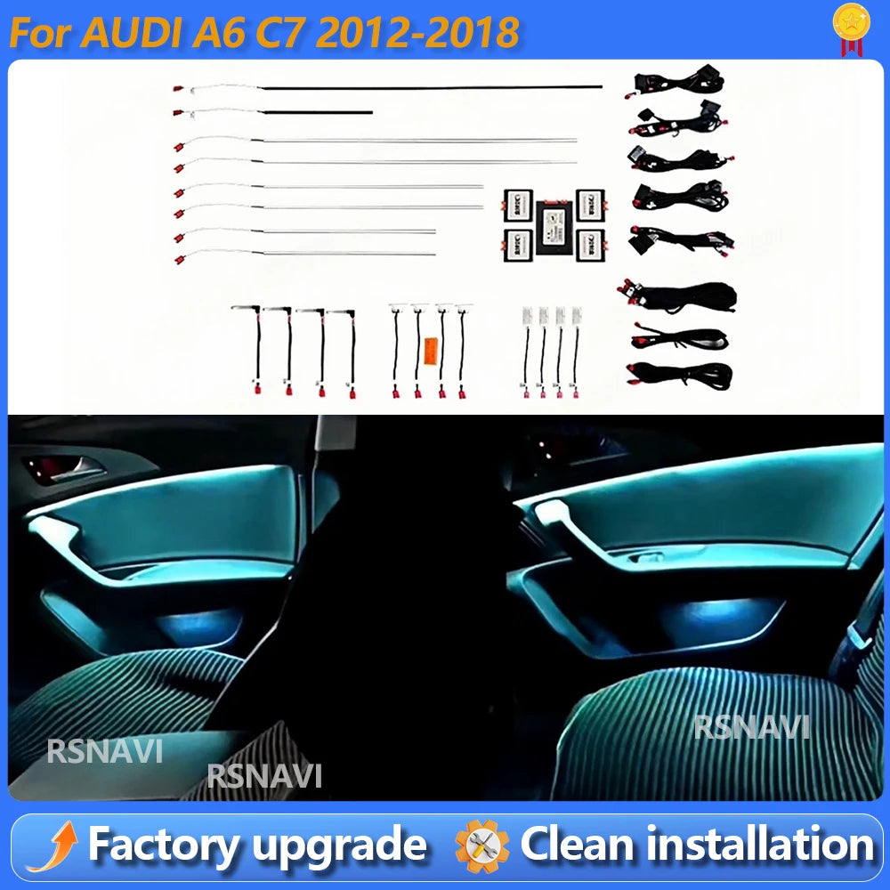 21 Colours LED Ambient Light For Audi A6 C7 2012-2018 Car Indoor Decoration Atmosphere Lamp MMI Bluetooth APP Control Refit Part