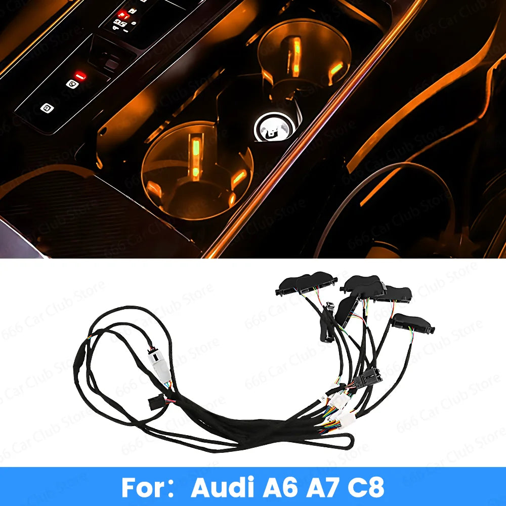 LED Cup Holder Light for Audi A6 C8 A7 A8 Q7 Q8 2019-2023 Interior Car Accessory Easy Install Ambient Lighting