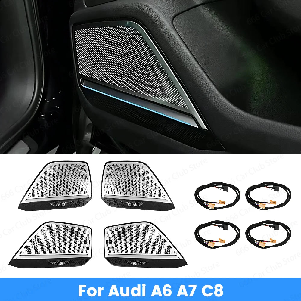 For Audi A6 A7 C8 LED Speaker Cover Door Audio Decorative Ambient Light Car Horn Trim Panel-Custom Fit for Enhanced Car Interior