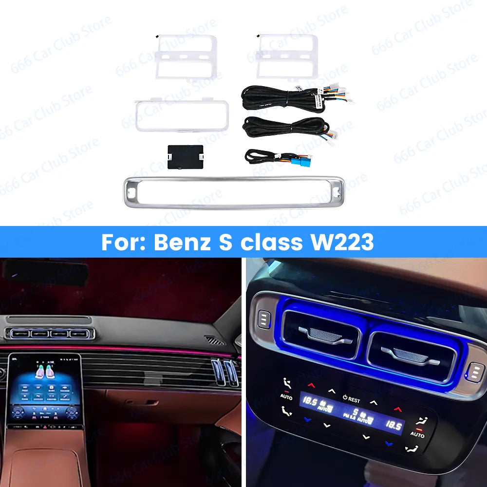 64 Color LED Vent Decorative Light For Benz S-Class W223 S450 S500 S480 Car Automotive interior ambient light modification parts