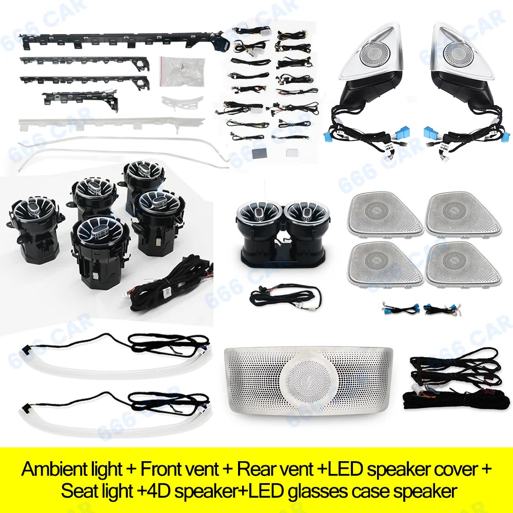 64 Colours Ambient Light For Mercedes Benz W177 W118 W247 A/B/CLA/GLA/GLB Class RGB LED Air Vents Car Door Seats Decorative Lamp