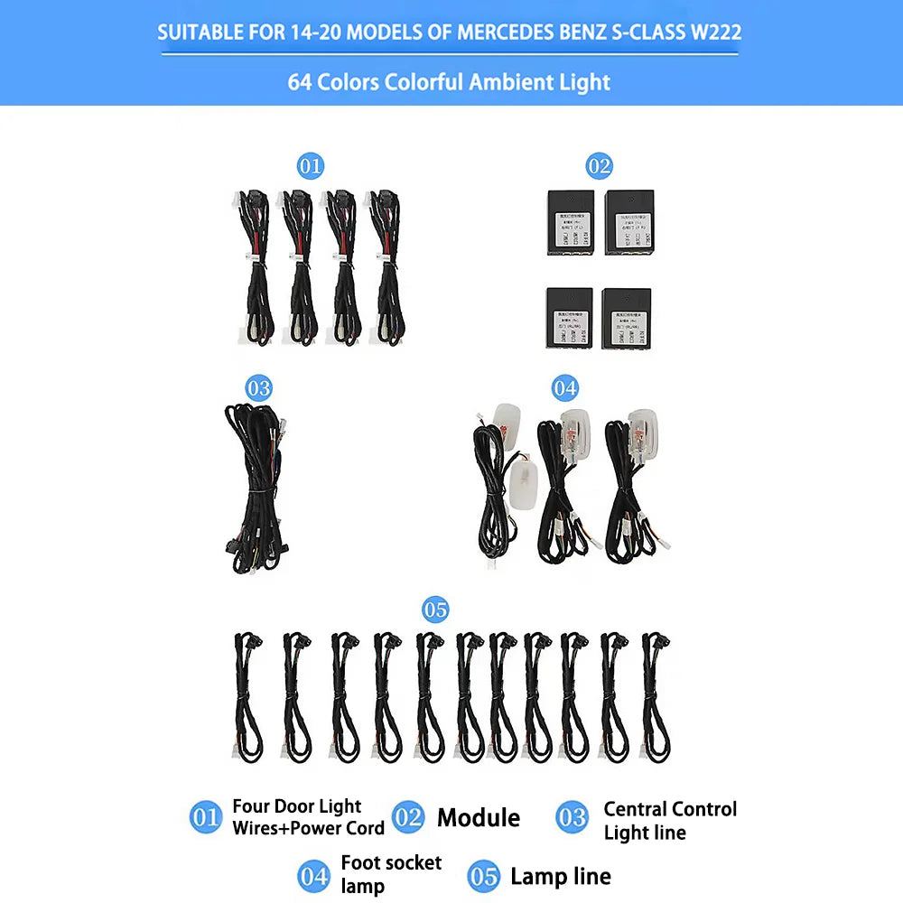 7/8/64 Colour LED Air Vent For Mercedes-Benz S-Class W222 S400 S450 S320 S350 3D Rotary Speaker RGB Turbine Nozzle Ambient Light