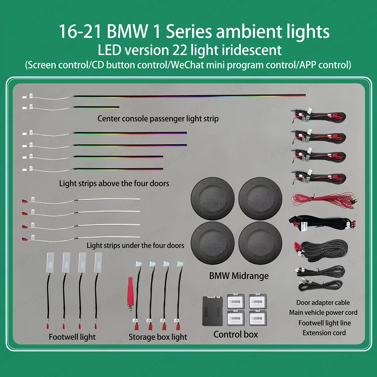 LED Ambient Light for BMW 3/4 Series 3GT F30 F31 F32 F34 App Control 256 Colors Car Interior Lighting Kit with Remote And APP