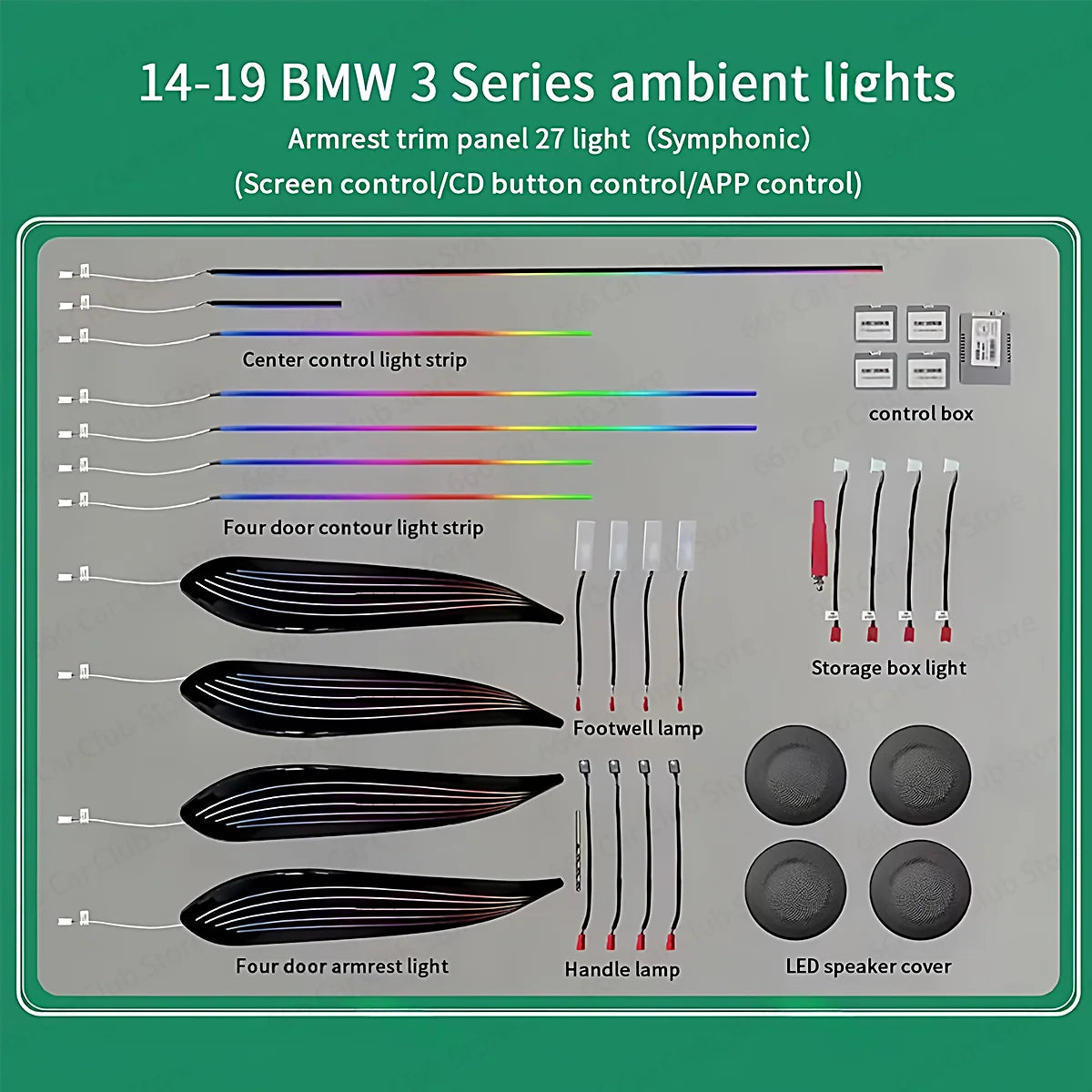 LED Ambient Light for BMW 3/4 Series 3GT F30 F31 F32 F34 App Control 256 Colors Car Interior Lighting Kit with Remote And APP