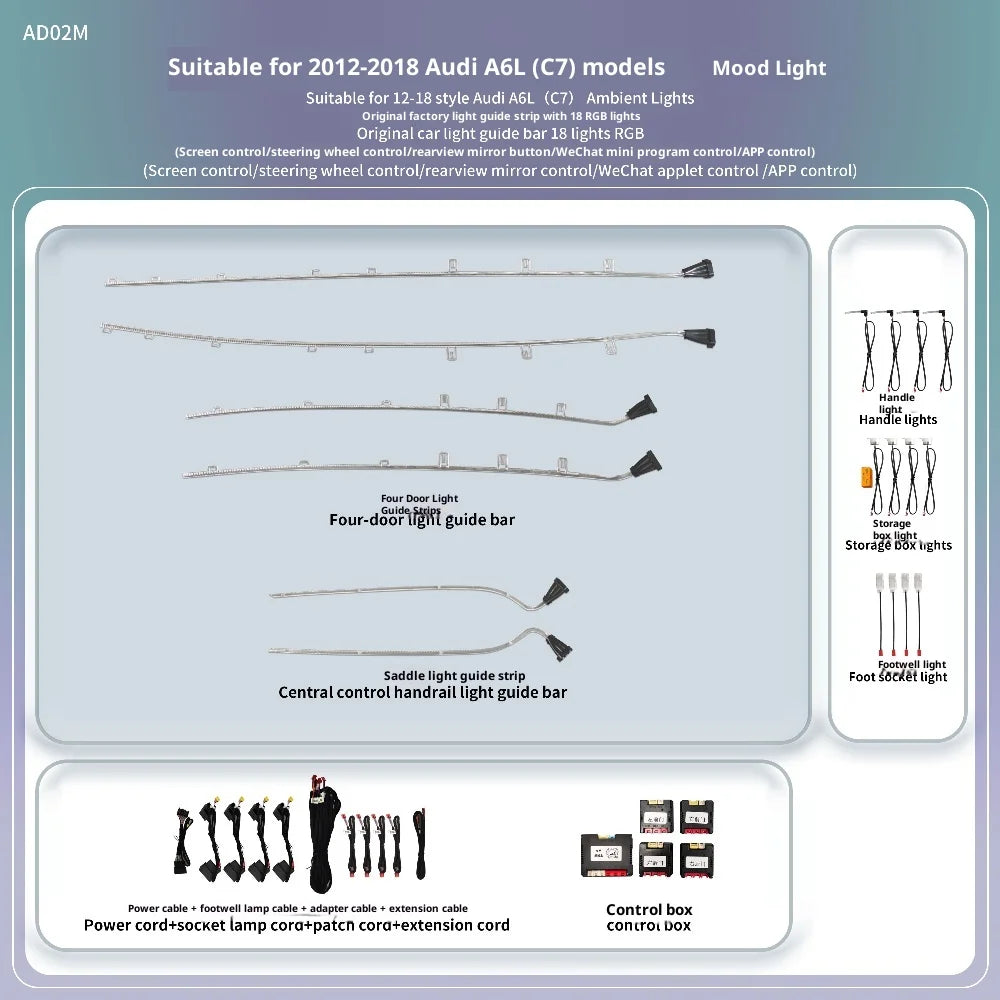 Dynamic Colorful Symphony Ambient Lighting Kit For Audi A6A7 C7 2012-2018  Interior LED Light Trim Accessories Kit