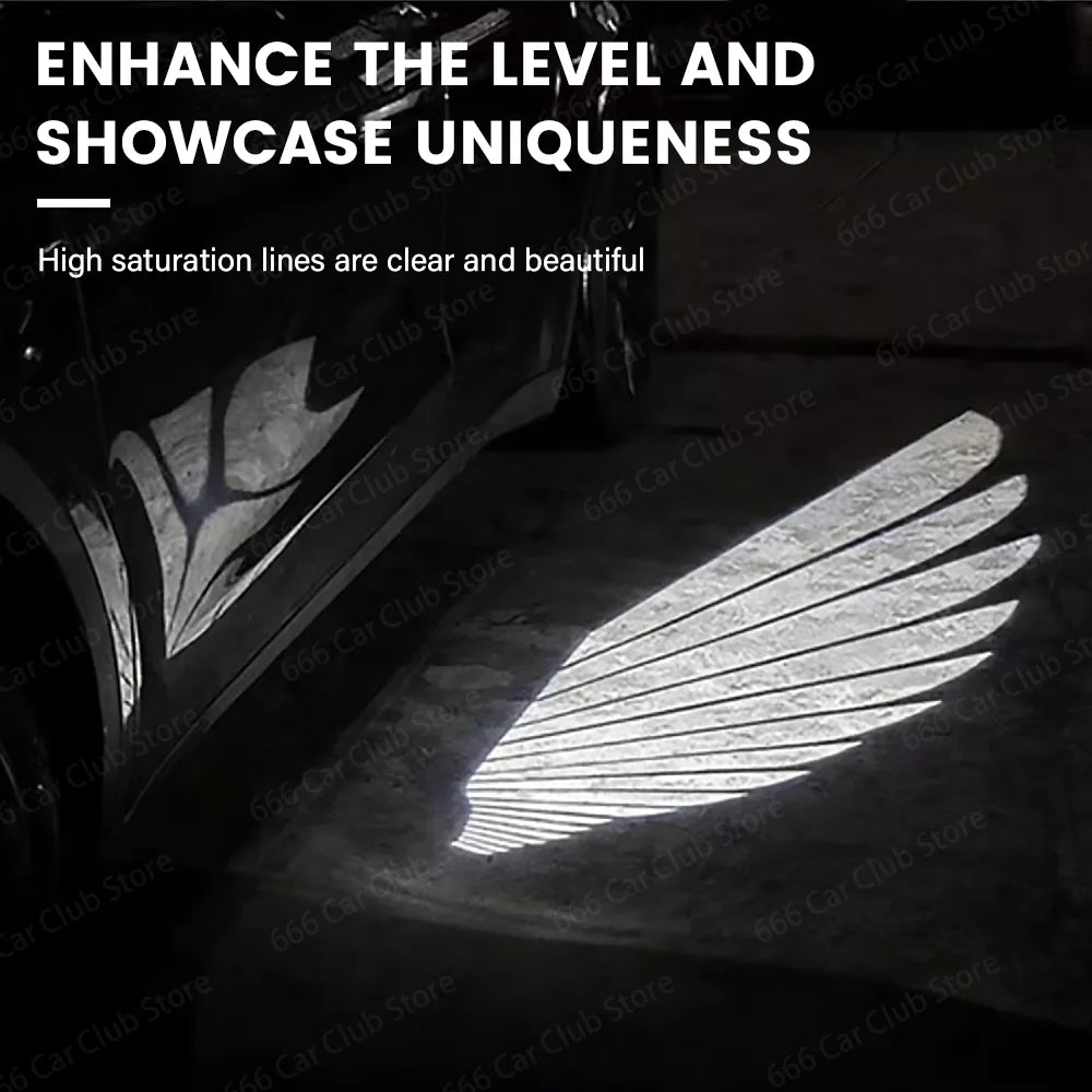 Angel Wing Rearview Mirror Projection Light  For Tesla Model 3 Y Dynamic Projection Floor Lamp Decorative Ambient Light