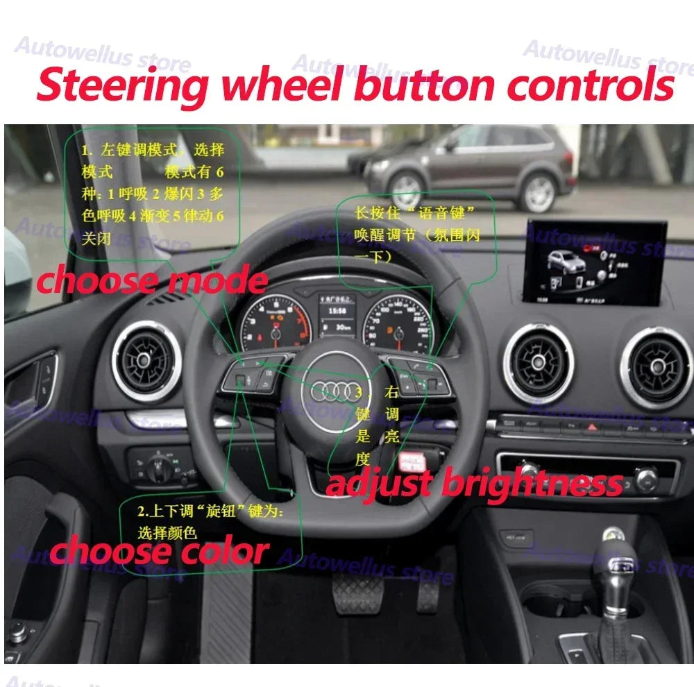 Auto Accessaries1:1 Mold 25 Lights Colorful Interior Ambient Light Fit For Audi A3 S3 2013-2020 Original Factory Car Interior Ac