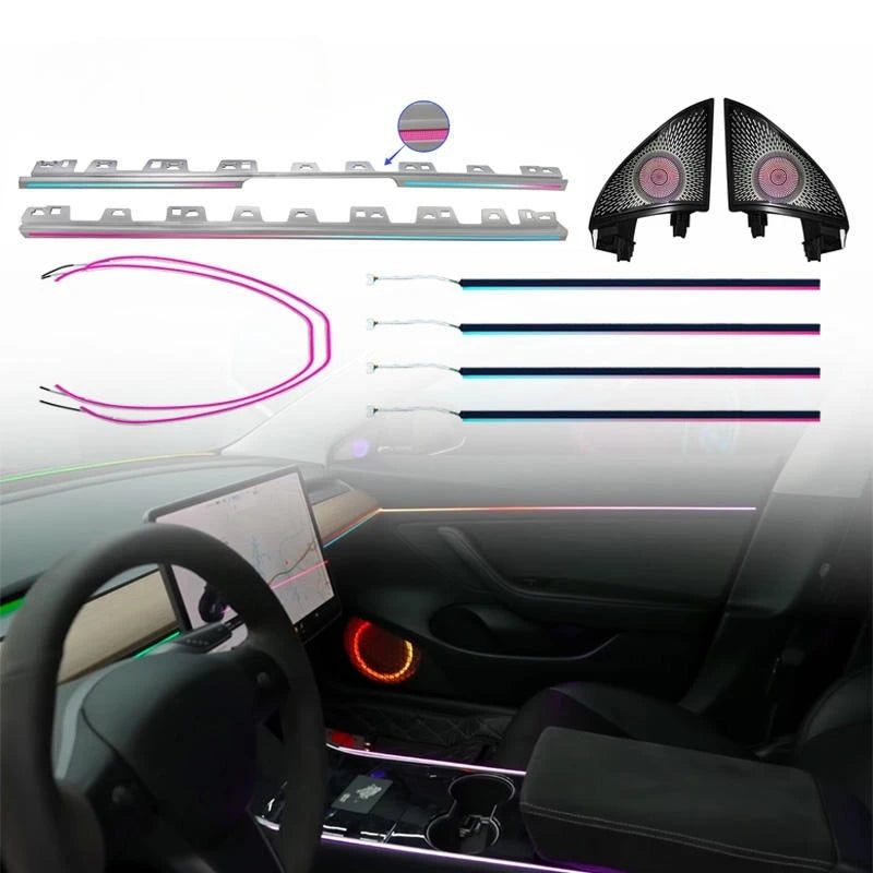 Car Ambient Lighting for Tesla Model 3 2019-2020 Dynamic Symphony Auto Interior 64-color LED Lights Model3 RGB Kit