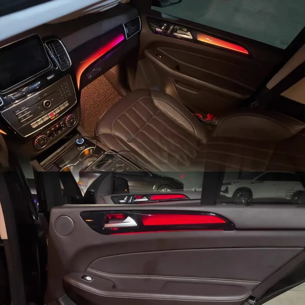 Auto Interior Lighting For Mercedes-Benz X166 ML/GL/GLE/GLS Dynamic 64-color LED Symphony Rainbow Ambient Light Accessories