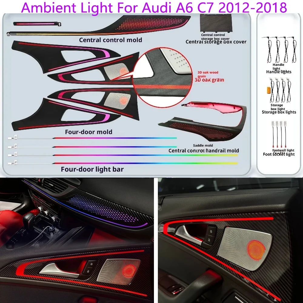 Ambient Light For Audi A6A7 C7 2012-2018 environmental Backlight Atmosphere Lamp Kit Symphony Interior LED Lighting Accessories