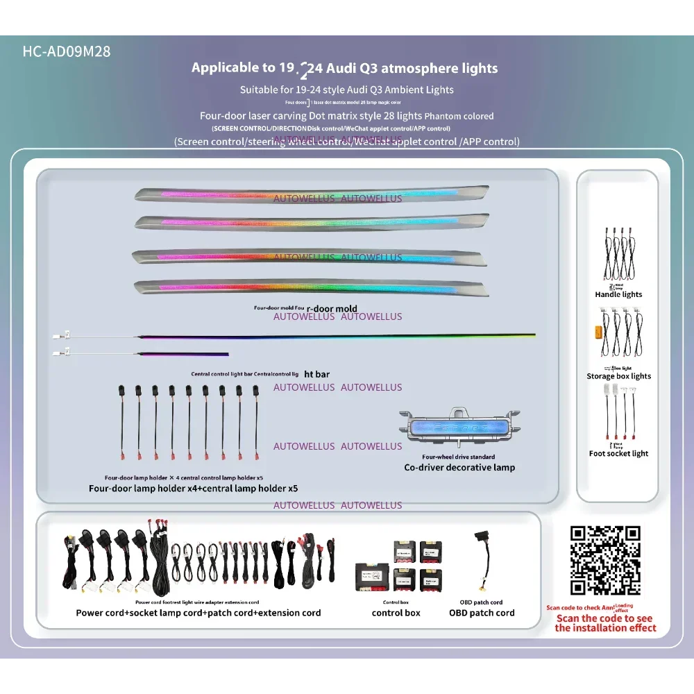 Ambient Light For Audi Q3 2019-2025 environmental Backlight Atmosphere Lamp Kit Symphony Interior LED Lighting Accessories