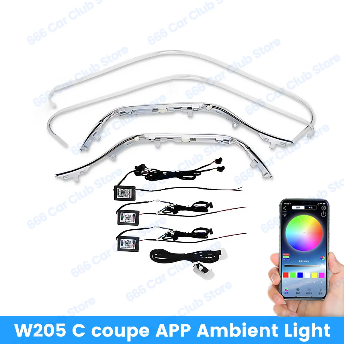 256 Color App Controls Atmosphere Lights For For Mercedes-Benz C Class Coupe W205 C43 C63 Car RGB LED Decorative lights