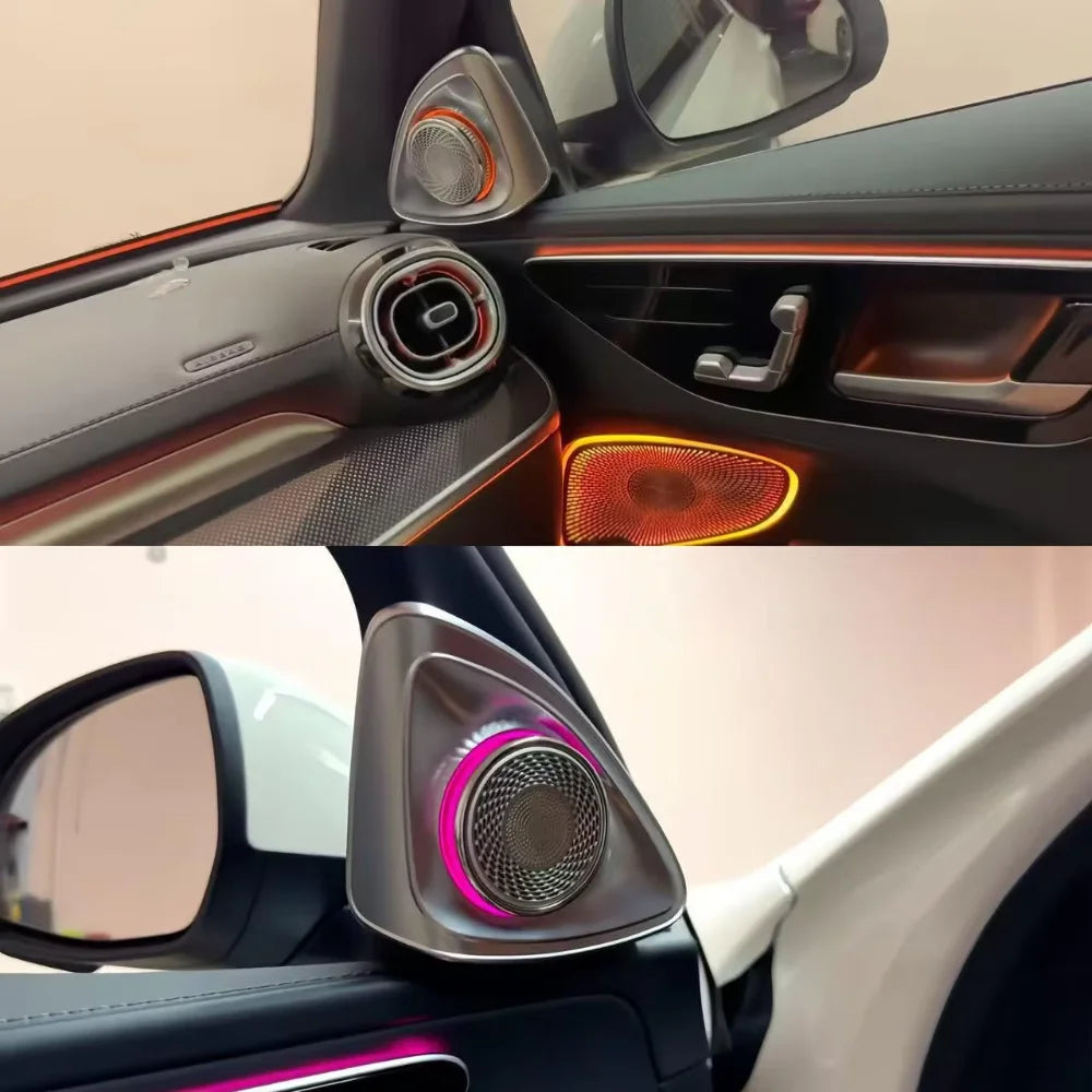 64 Color Car Ambient Light for Mercedes Benz C-Class W206 2022-2024 Speaker Edge Turbine Air Outlet Auto Interior Lighting