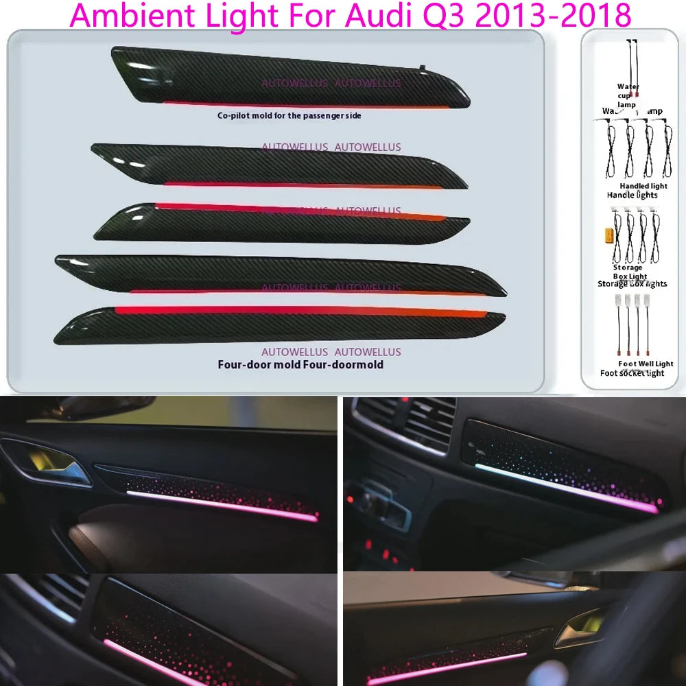 Ambient Light For Audi Q3 2013-2018 environmental Backlight Atmosphere Lamp Kit Symphony Interior LED Lighting Accessories