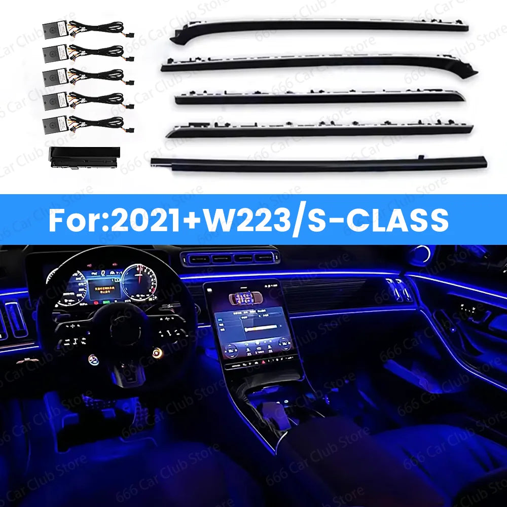 64 Colors LED Active Ambient Light For Mercedes Benz 2021+ W223 S-Class S450L S480 S500L 4D Speaker Decorative lights Refit