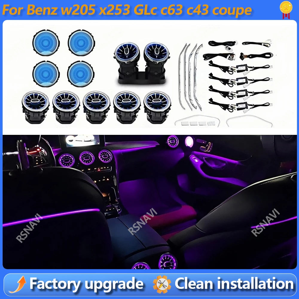 64 Colour LED Ambient Light For Mercedes Benz W205 X253 GLC Class C43 C63 Coupe Car Air Vent Turbine Nozzle Seat Decorative Lamp