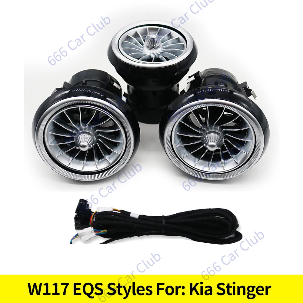 12/64 Colours LED Air Vents For Kia Stinger Car RGB Ambient Light Turbine Shape Air Outlet Nozzle Interior Decorative Lamp Refit