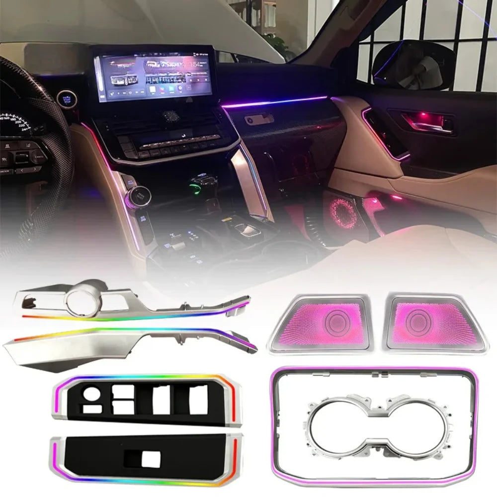 Upgraded Car LED Ambient Light For Toyota Land Cruiser LC300 2022-2025 64-color Symphony Interior Speaker Covers Kit