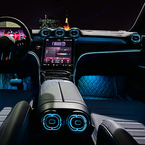 64 Color Ambient Ligh For Mercedes Benz W206 C-class Car LED Turbine Air Outlet Center Console Light Speake Cover Decorativ Lamp