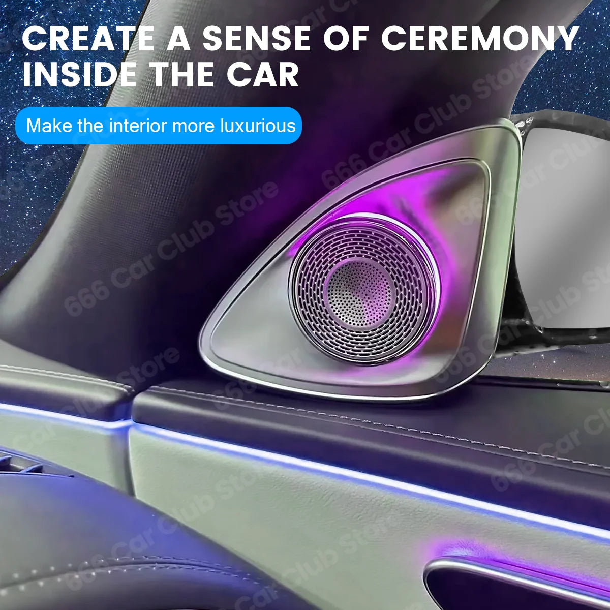 NEW LED 4D Rotating Tweeter Speaker For Mercedes Benz E Class W214 64 Colours RGB 3D Treble Horn Decoration Refit