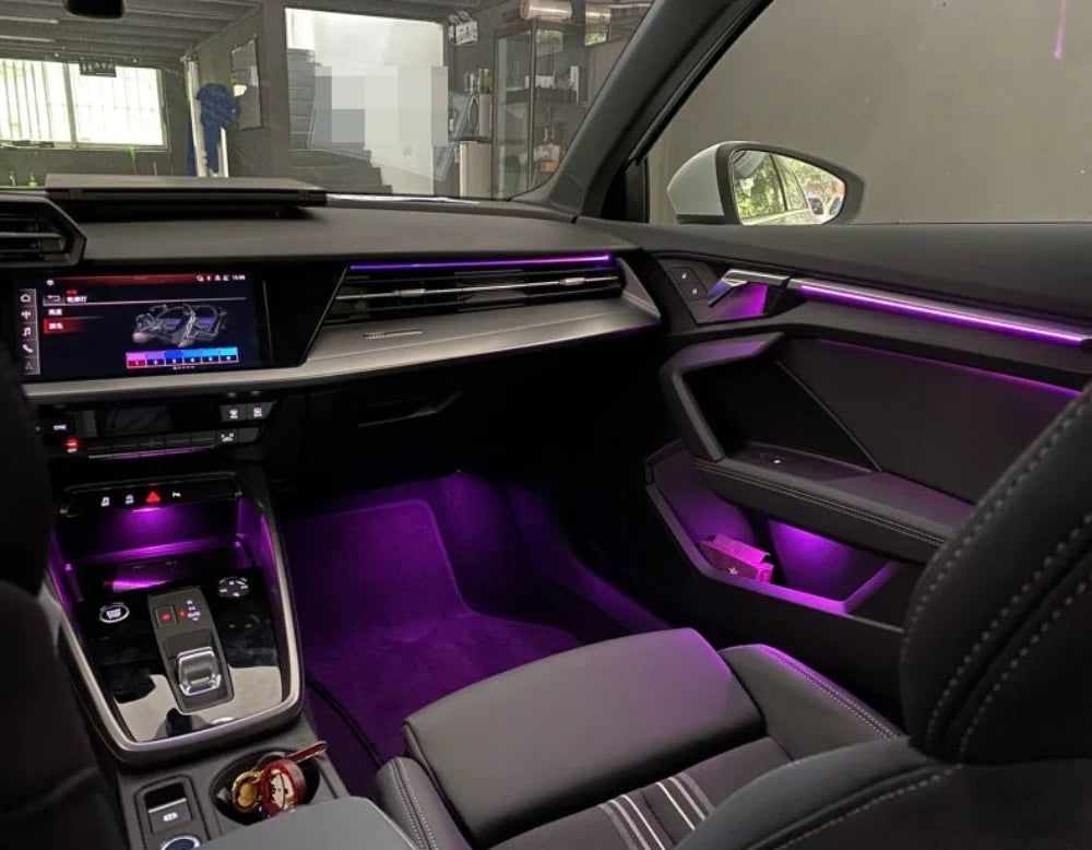 Screen APP Control LED Atmosphere Lamp Decorative Centre Console Strip Ambient Light For Audi A3 2021-2024 Saddle Panel Lamp