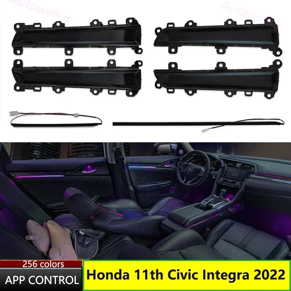 Auto Accessaries64 Colors LED Decorate Ambient Light For Honda 11th Civic Integra 2022 Lamp Replacement Active Shadow Inter Door