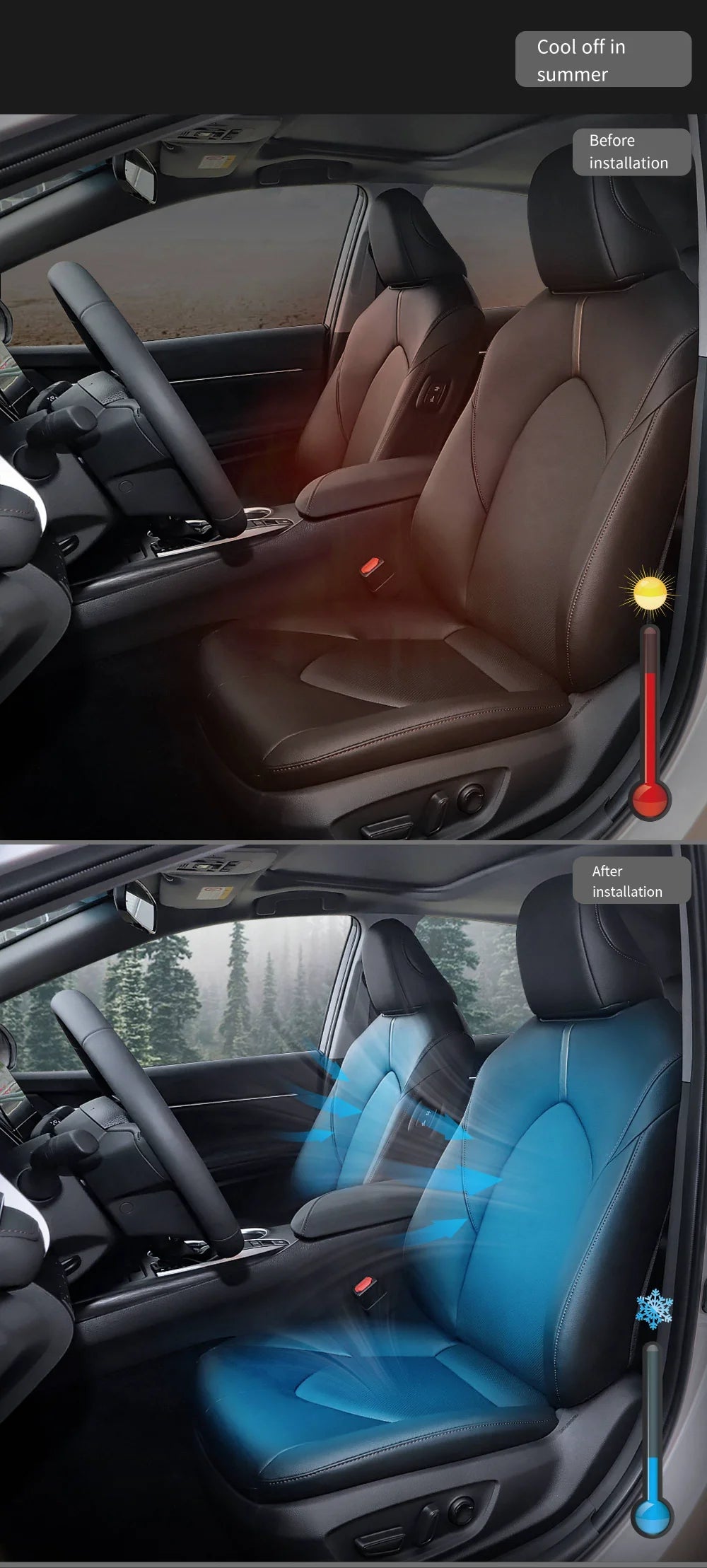 Car Seat ventilation Cooling Blower For Toyota Camry 2018-2023 2 Seat Intelligent Backrest fan specail button control