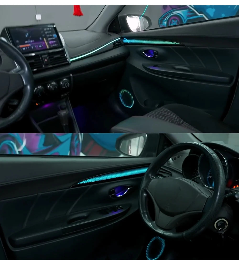 For Toyota Vios/ /Yaris 2014-22 LED dynamic Ambient light Door starry sky trim atmosphere modification Glaxy Rainbow Kit 21Led