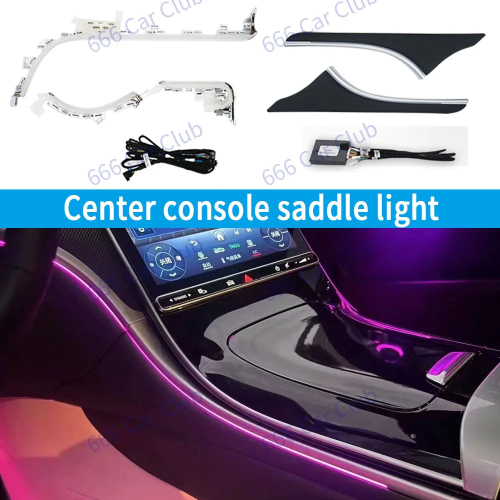 64 Color Ambient Ligh For Mercedes Benz W206 C-class Car LED Turbine Air Outlet Center Console Light Speake Cover Decorativ Lamp