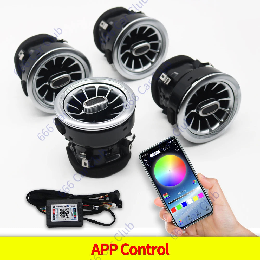 256 Colour LED Vents For Mercedes Benz C Class W205 W447 W213 W156 W117 W176 Bluetooth APP Control Car Nozzle Turbine Air Outlet