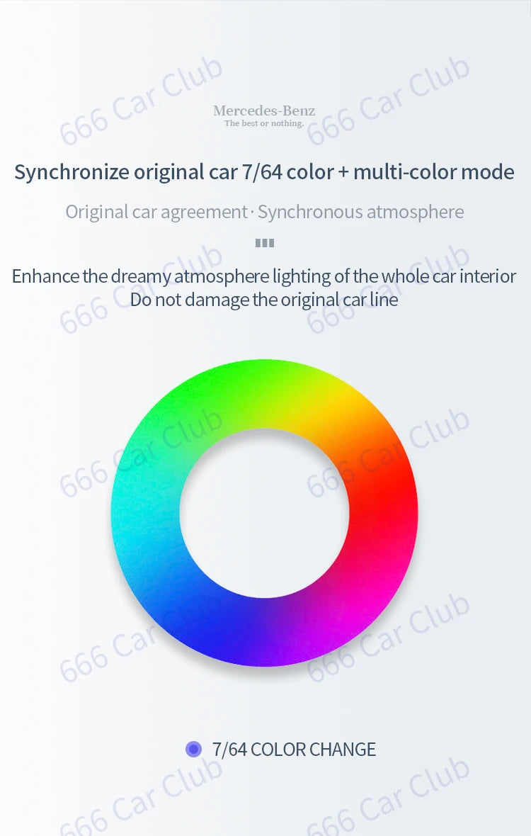 7/64 Color LED Air Vent for Mercedes-Benz S-Class W222 S400 S450 S320 S350 3D/4D Rotary Speaker Interior Decorative Strip