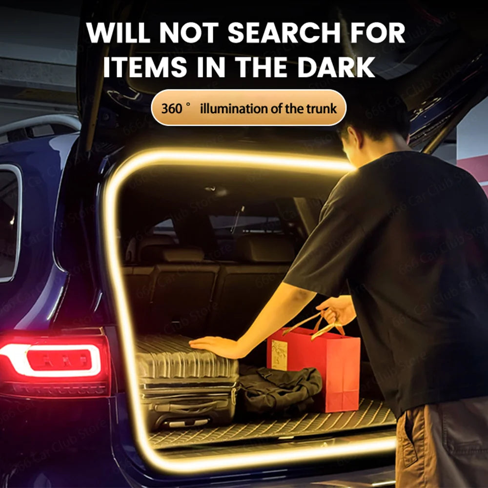 LED Atmosphere Light Mercedes-Benz Trunk Flowing Light Yellow White Tail Box Brightening Car Accessory