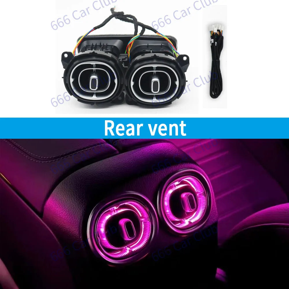 64 Color Ambient Ligh For Mercedes Benz W206 C-class Car LED Turbine Air Outlet Center Console Light Speake Cover Decorativ Lamp