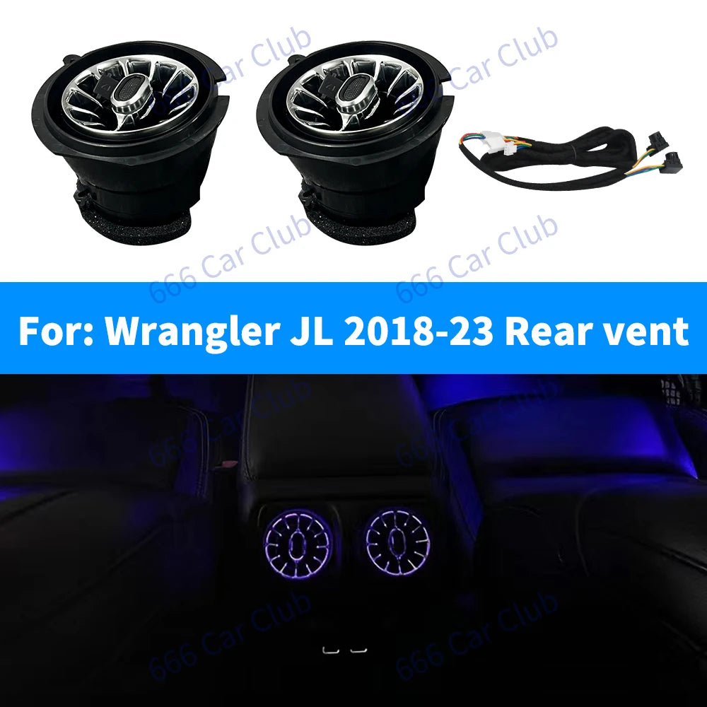 LED 256 Colour Air Vent For Jeep Wrangler JK 2011-2017 JL 2018-2023 Car Interior Ambient Light decoratio Nozzle Turbine Air Outl