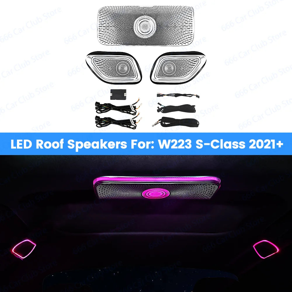 64 Colours Car Roof Surround Speaker For Mercedes-Benz S-Class W223 S450L S500 S480 S680 LED Speaker Cover 4D Rotating Tweeter