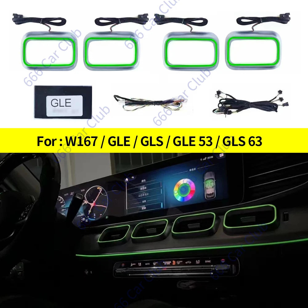 64 Colour Ambient Light LED Speaker Cover For Mercedes Benz W167 GLE GLS GLE53 GLS63 Sunroof lamp Seat light RGB Air Vents Refit