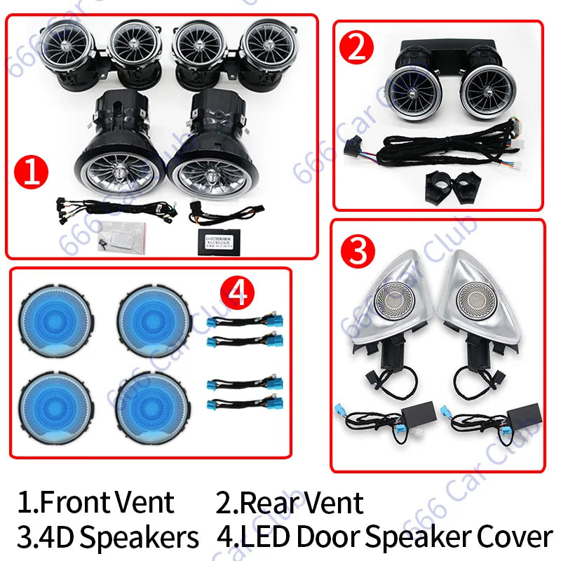 64 Colours LED Air Vents 3D Speaker For Mercedes Benz W213 E-Class E-Coupe E43 E53 E250 Interior Ambient Light Decorative Lamp