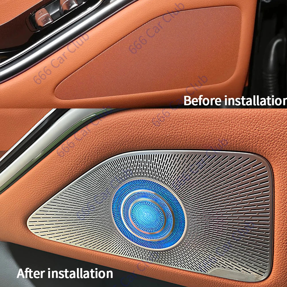 64 Colours LED Metal Speaker Cover For Mercedes Benz 2021 S-Class W223 S450L S500 Door Midrange Interior Audio Decorative Shell