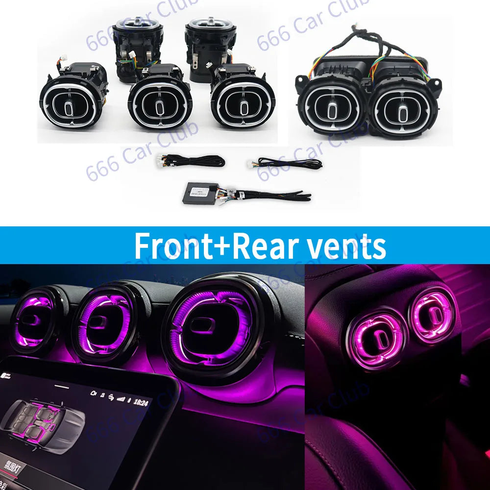 64 Color Ambient Ligh For Mercedes Benz W206 C-class Car LED Turbine Air Outlet Center Console Light Speake Cover Decorativ Lamp
