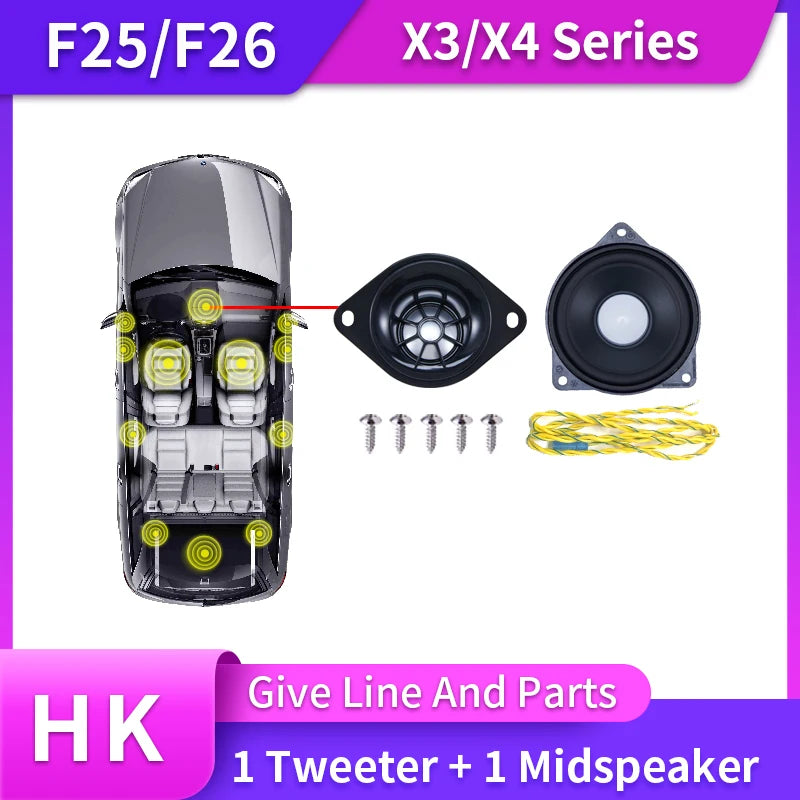 Car For BMW F25 F26 X3 X4 Series Front Door Tweeter Midrange Bass Speaker Loudspeaker Modification  Decoration Original Upgrade