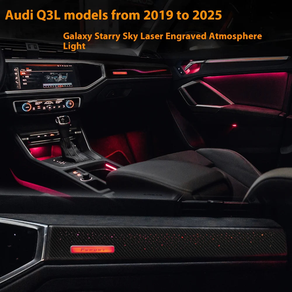 Automotive Inter LED Ambient Light For Audi Q3 2019-2024 OEM 29 Leds Matte Silver Star River Rainbow Kit Screen  APP control