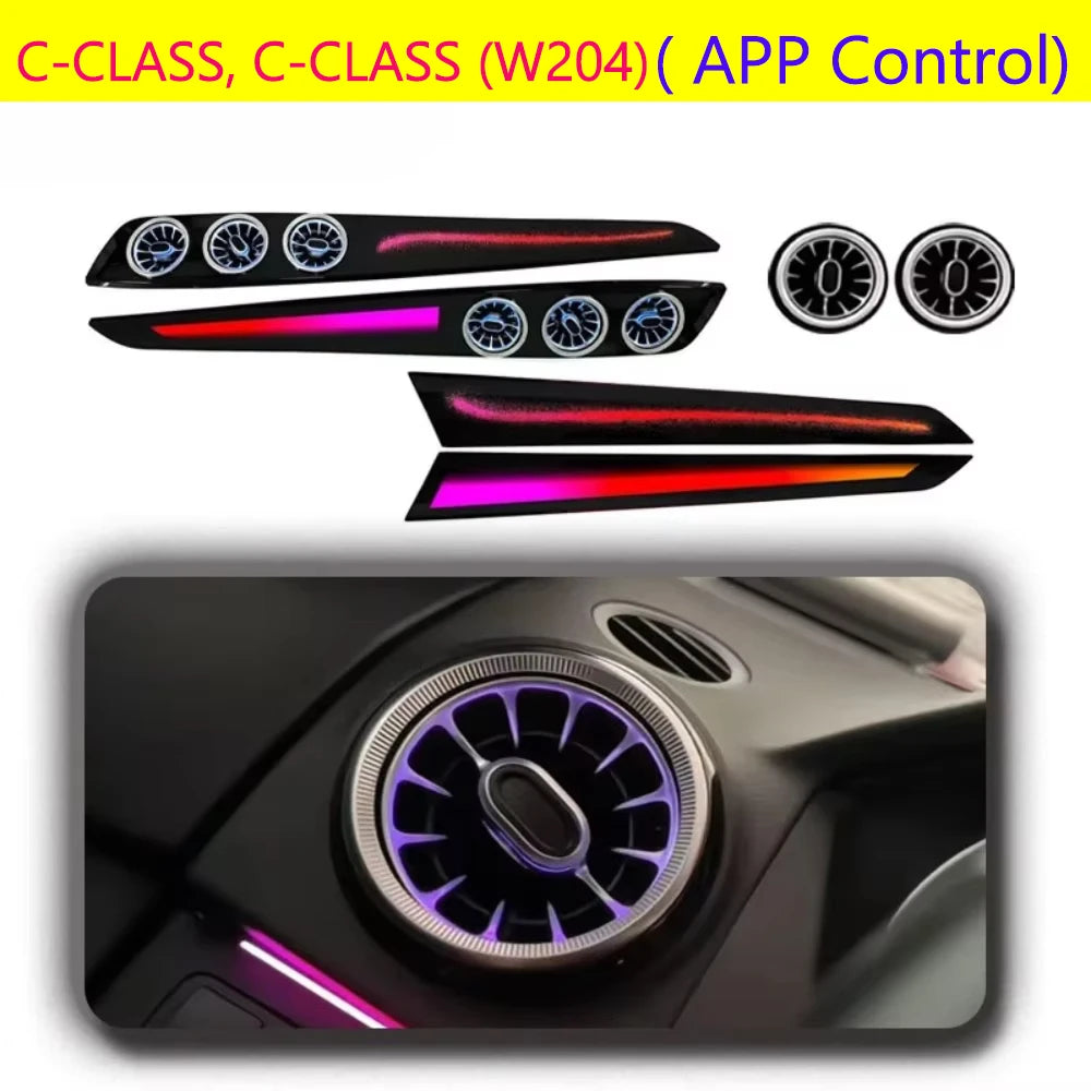 For Mercedes-Benz C-Class W204 2010-2014 Auto LED Light Kits For Decoration Upgrade 64 Color Car Interior Ambient Lighting