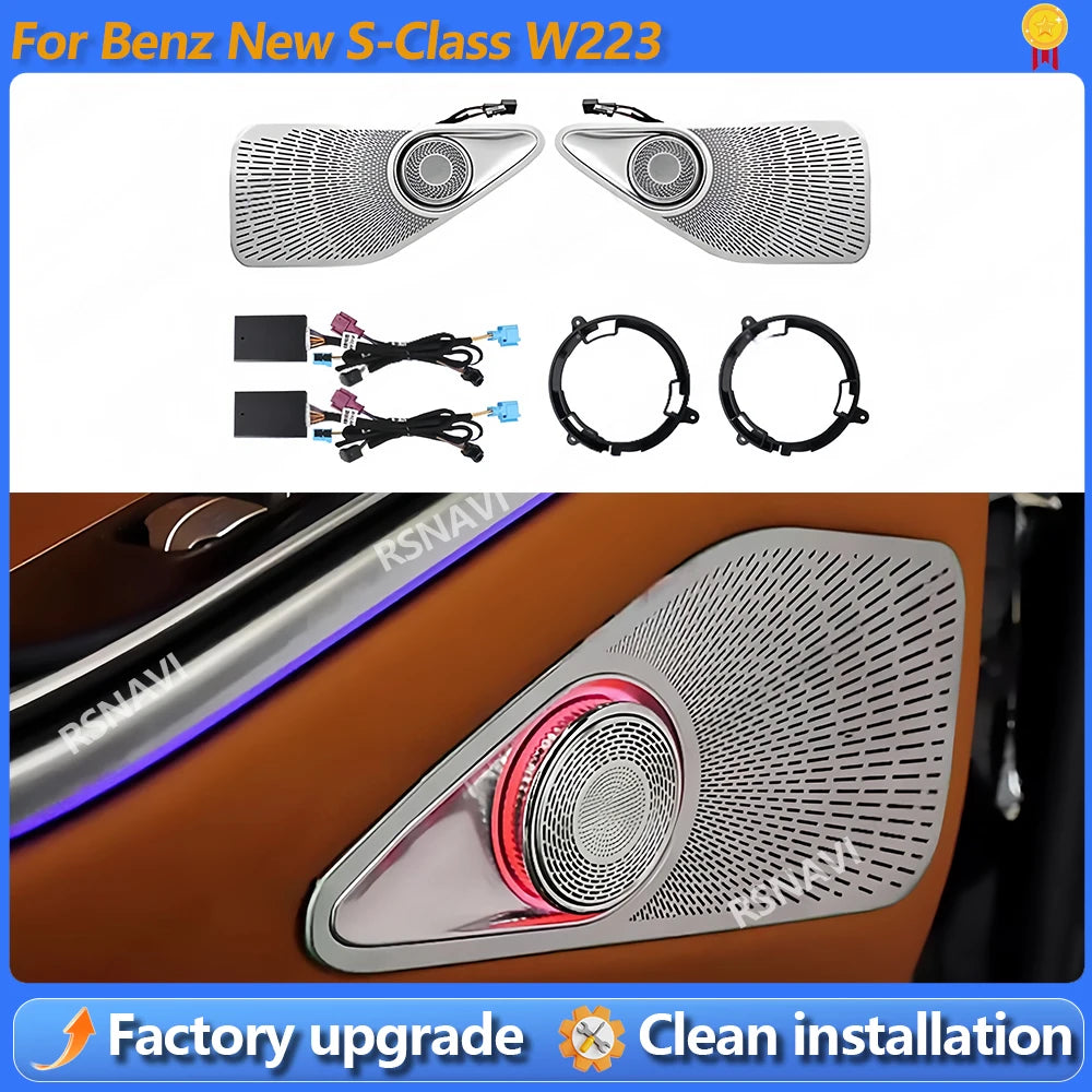 64 Colors Rotating Tweeter Door Speaker For Mercedes Benz S-Class W223 Horn Ambient light Speaker Cover Car Accessories