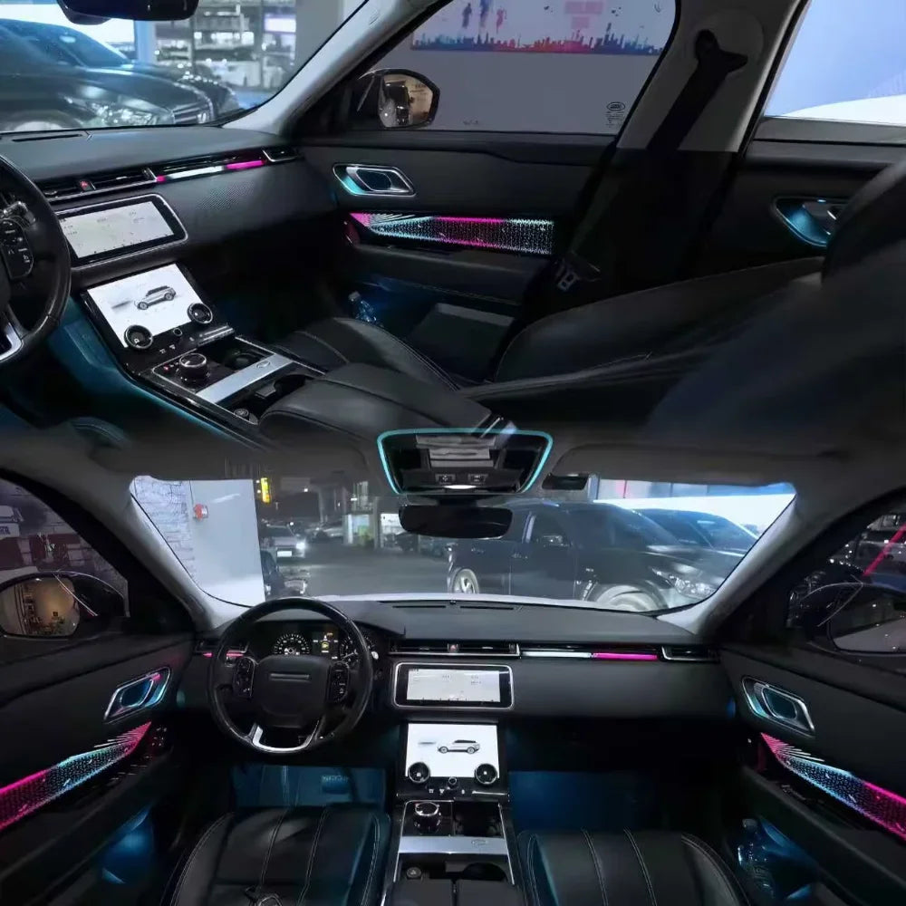 Car Interior Ambient Lighting Dynamic Symphony 64-color LED Auto Atmosphere Light Kit for Land Rover Velar 2017-2025