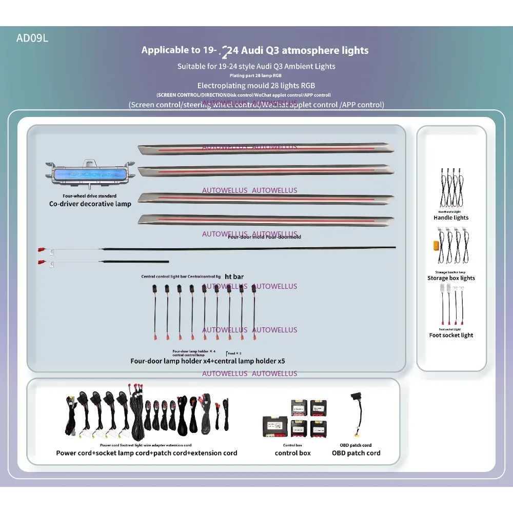 Ambient Light For Audi Q3 2019-2025 environmental Backlight Atmosphere Lamp Kit Symphony Interior LED Lighting Accessories