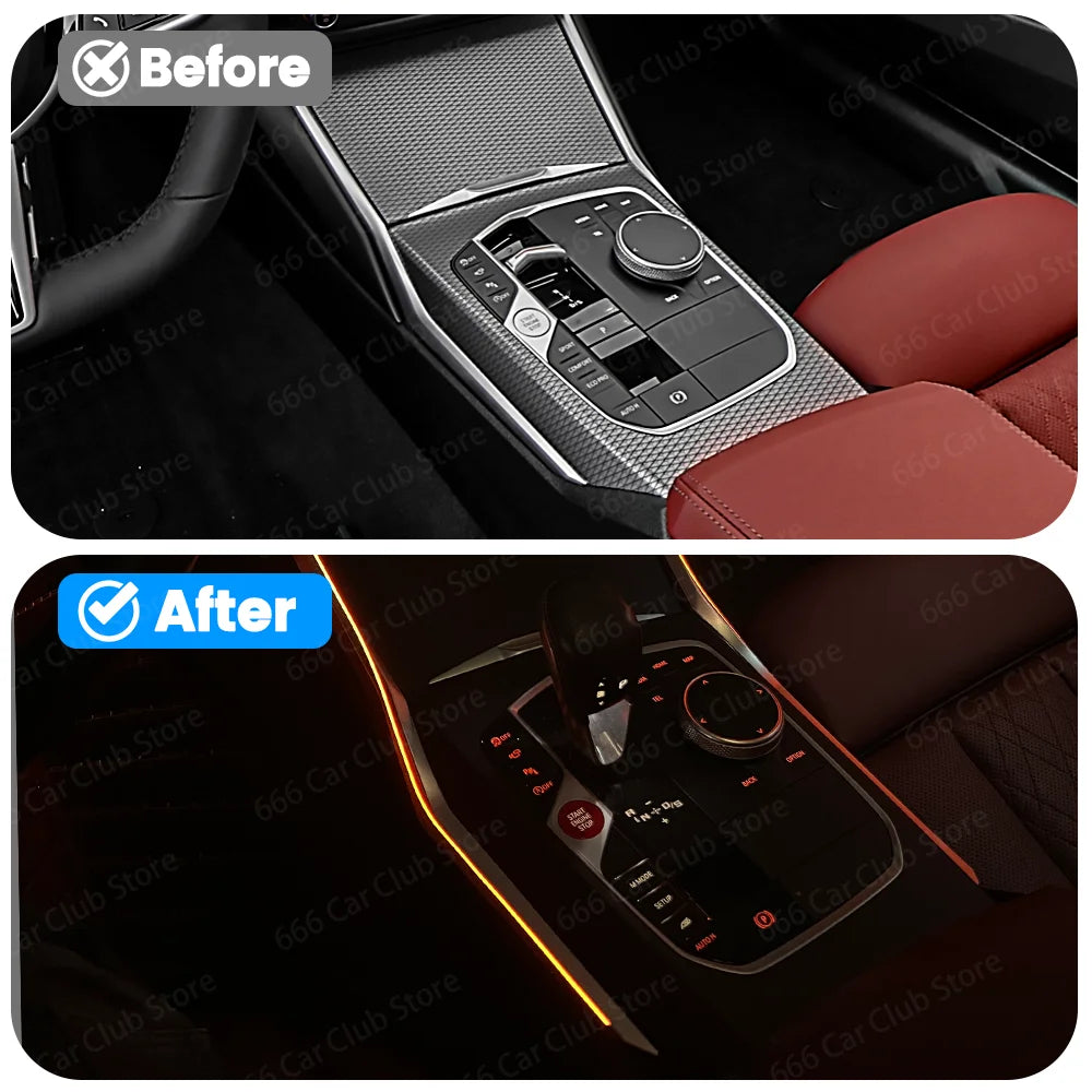 Adhesive Style Center Console Saddle Light For BMW New 3/4 Series G20 G26 G22 11 Color  Car Ambient Lighting Inside The
