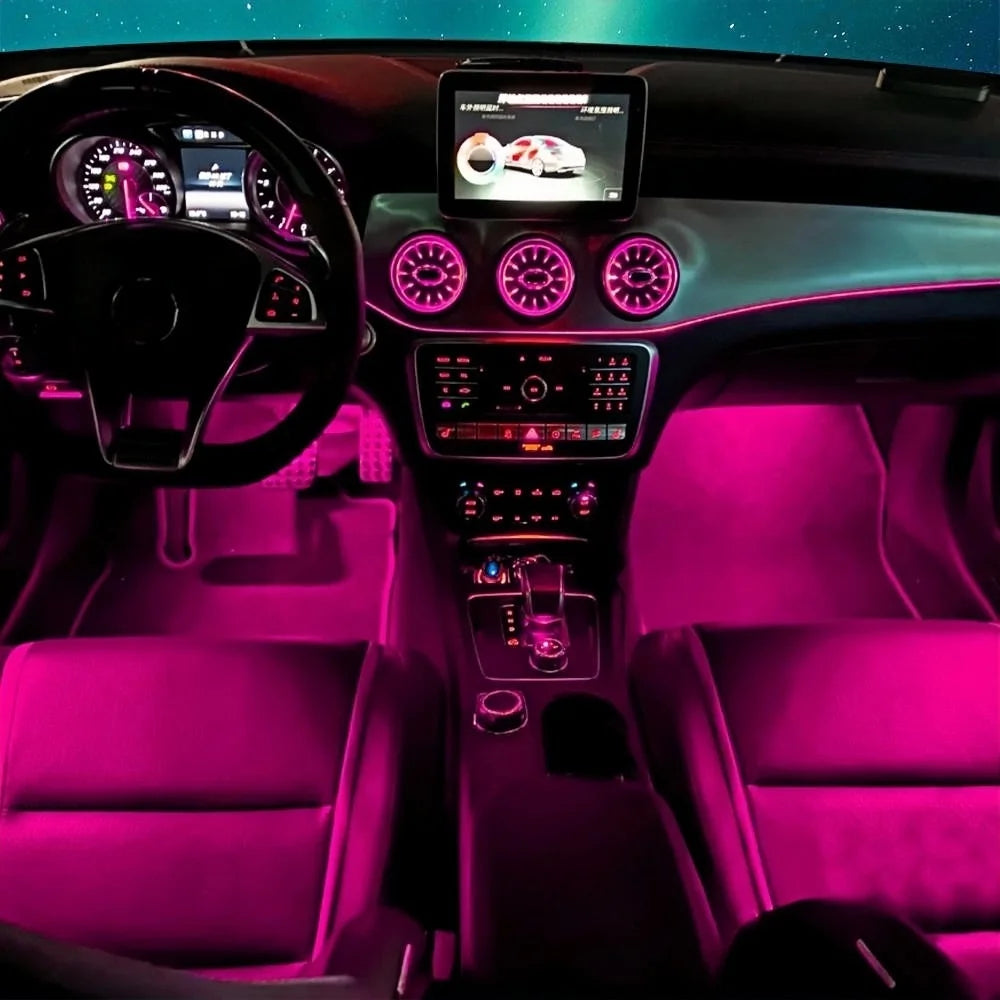 12/256 Colors W117 LED Ambient Light For Mercedes Benz A CLA GLA W176 W156 A45 CLA 45 AMG Bluetooth APP Air Vents Turbine Nozzle