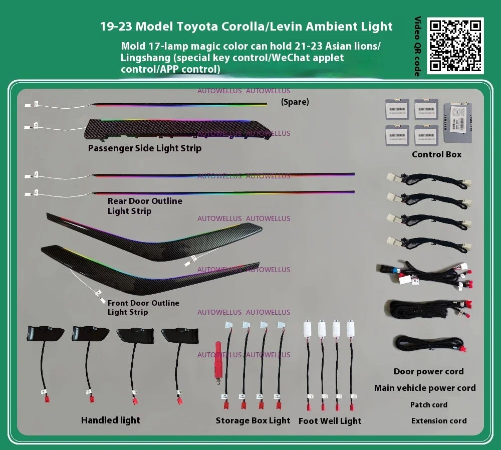 Automotive LED Ambient Light Galaxy Rainbow Kit For Toyota Corolla 2019 -2024 Dynamic Atmosphere door Panel Lights  APP control